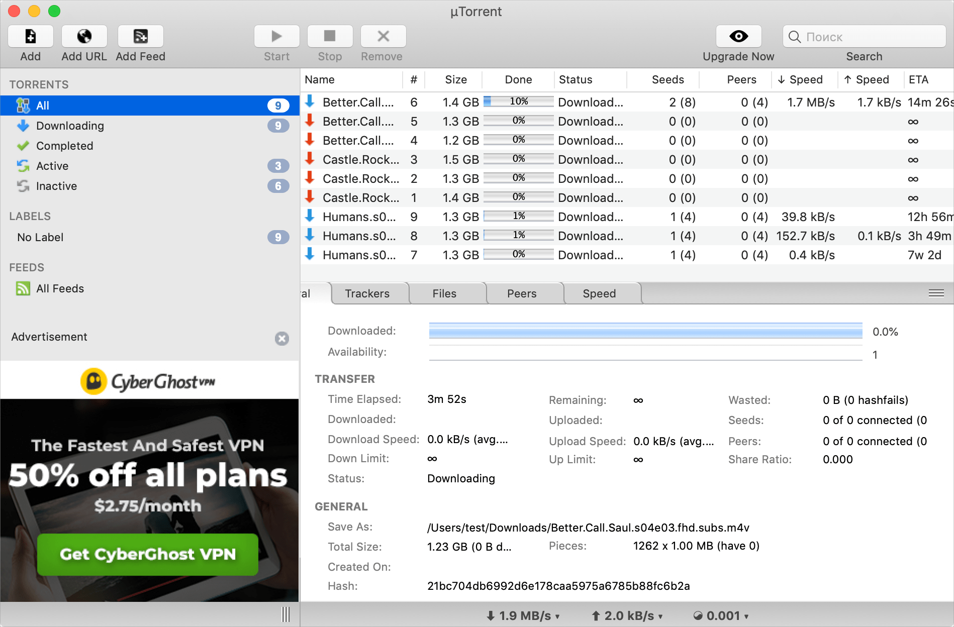 uTorrent for Mac Screenshot